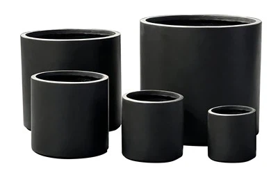 Cylinder Pot Fibre Clay Outdoor Planter