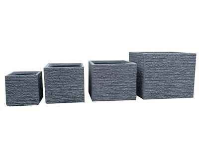 Fibreclay Square Planter Pots Graphite Textured