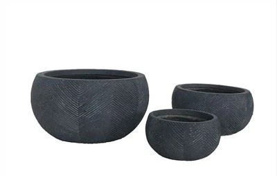 Outdoor Fiber Clay Low Bowl Planter