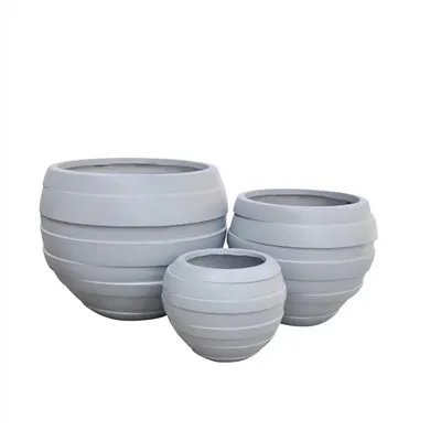 Fiber Clay Wave Finish Round Pot