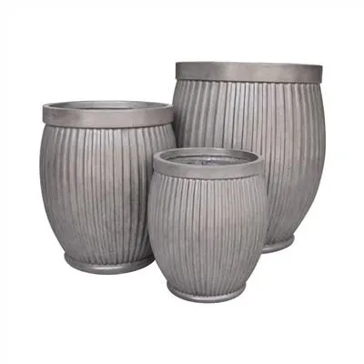 Round Fiber Stone Pot Planter Sets Of 3