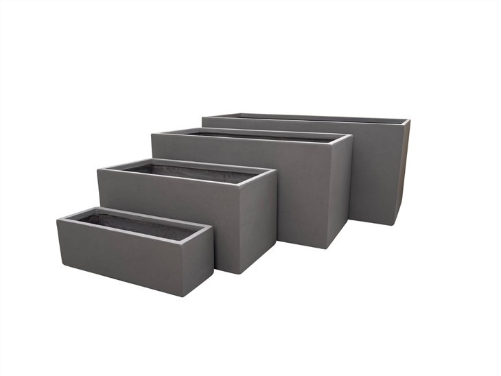Rectangle Brown Fiberglass Planter Sets Of 4